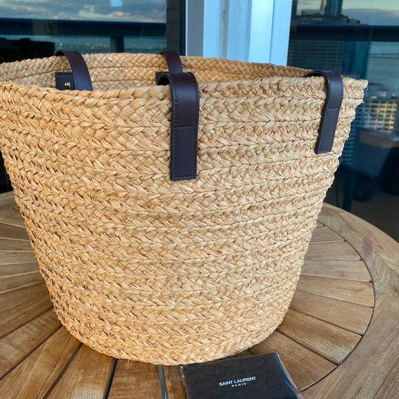 SOLD✨Saint Laurent Medium Panier Straw Tote - Picture 12 of 13
